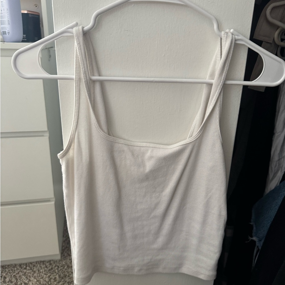 White Ribbed Tank Top
